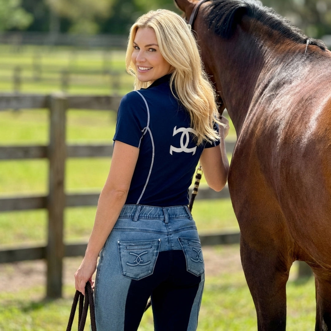Equestrian Jean Full Seat Breeches in Faded Blue | Goode Rider